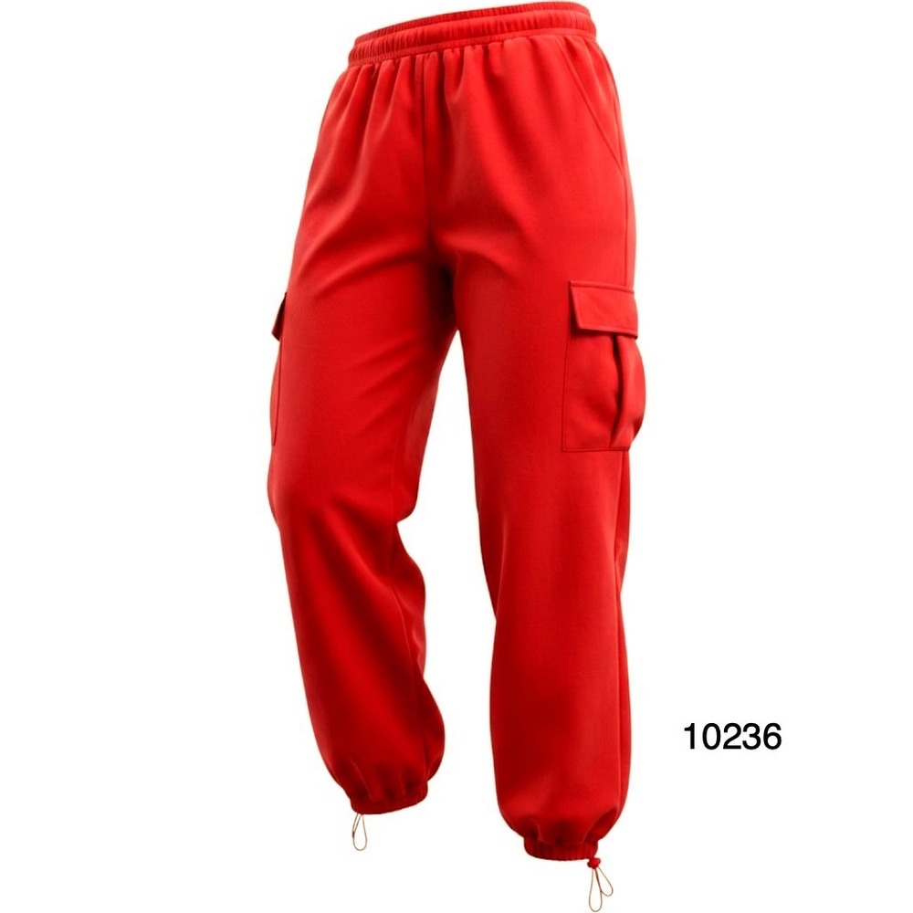 Otos Cargo Pants Womens M Red Relaxed Fit Pockets Drawstring Cuffs Elastic Waist